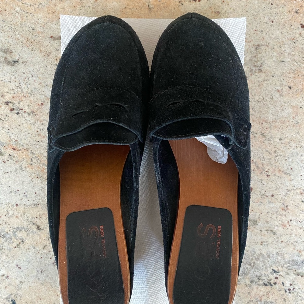 Kors Michael Kors Black Suede Clogs Women’s Size 9B